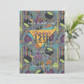 Gray Retro Witchy Halloween Birthday Invitation 招待状 (スタンド正面)