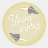 Gray Rockets & Moon Envelope Seal ラウンドシール (正面)