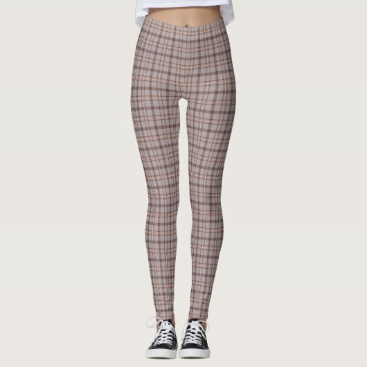Gray Rose Plaid Classic Pattern レギンス (正面)