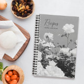 Gray Roses Floral Garden Custom Spiral Notebook ノートブック