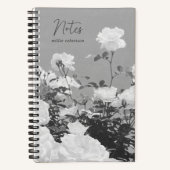 Gray Roses Floral Garden Custom Spiral Notebook ノートブック (正面)