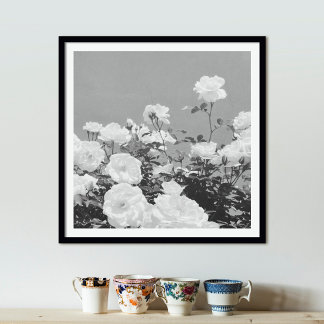 Gray Roses Floral Garden Photo Art Print Poster ポスター