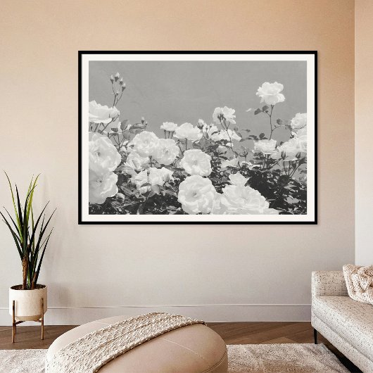 Gray Roses Floral Garden Photo Art Print Poster ポスター