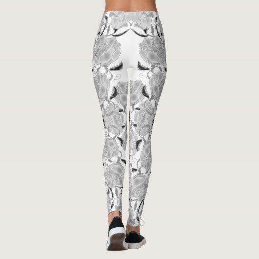 Gray Roses On White Leggings レギンス (裏面)