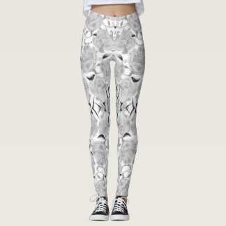 Gray Roses On White Leggings レギンス