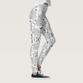 Gray Roses On White Leggings レギンス (右)