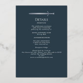 Gray Royal Medieval Silver Sword Wedding Details 箔招待状 (裏面)