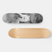 Gray Scale White Fox Fantasy Raven Moon Skate Deck スケートボード (横)