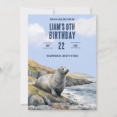 Gray Seal Birthday Invitation 招待状 (正面)