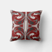 Gray Shades on Dark Red Floral Large Tile Design クッション (裏面)