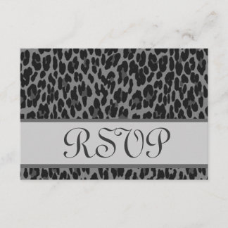 Gray Silver Leopard Print RSVPの結婚応答 出欠カード