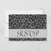 Gray Silver Leopard Print RSVPの結婚応答 出欠カード (正面)
