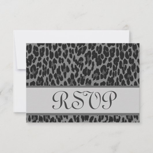 Gray Silver Leopard Print RSVPの結婚応答 出欠カード (正面)