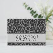 Gray Silver Leopard Print RSVPの結婚応答 出欠カード (スタンド正面)
