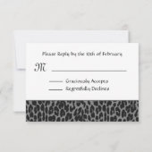 Gray Silver Leopard Print RSVPの結婚応答 出欠カード (裏面)