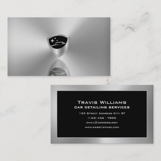 Gray silver metallic logo car detailing  名刺 (正面/裏面)