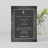Gray silver modern monogram rustic wedding 箔招待状 (立ち正面)