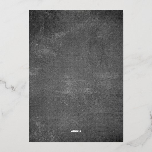 Gray silver modern monogram rustic wedding 箔招待状 (裏面)