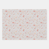 Gray Sketched Flowers ラッピングペーパーシート (正面3)