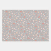 Gray Sketched Flowers ラッピングペーパーシート (正面2)