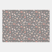 Gray Sketched Flowers ラッピングペーパーシート (正面)