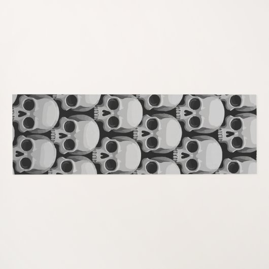 Gray Skull Pattern – Minimal Gothic Design ヨガマット (裏面(横))