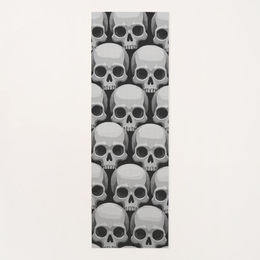Gray Skull Pattern – Minimal Gothic Design ヨガマット (正面)