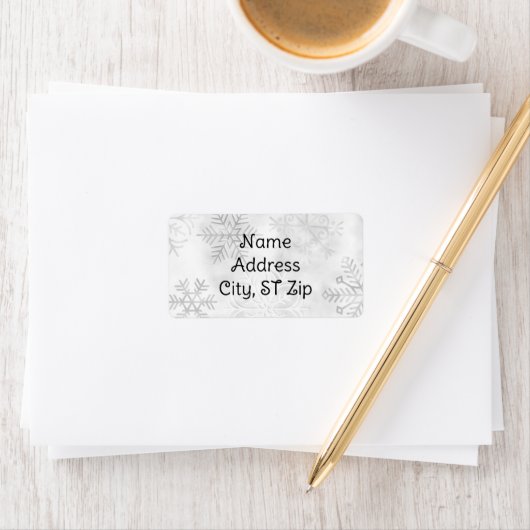 Gray Snowflakes Return Address Labels ラベル (インサイチュ)