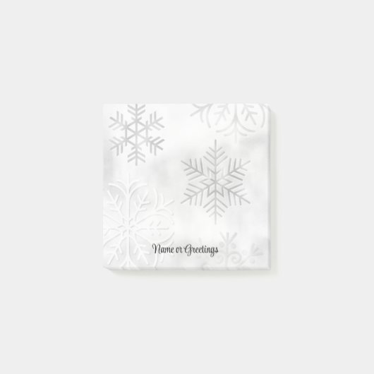 Gray Snowflakes Snow Personal Post It Note Pad ポストイット (正面)
