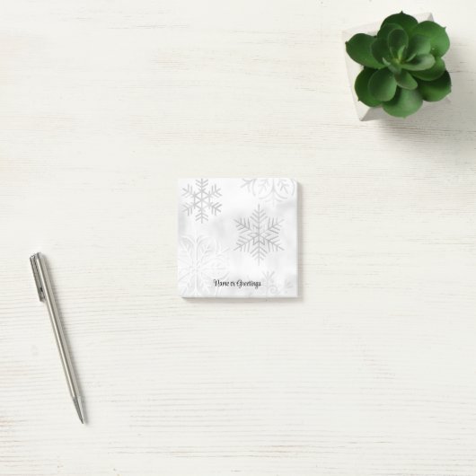 Gray Snowflakes Snow Personal Post It Note Pad ポストイット (オフィス)