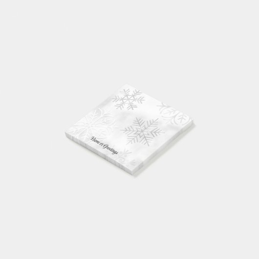 Gray Snowflakes Snow Personal Post It Note Pad ポストイット (アングル)