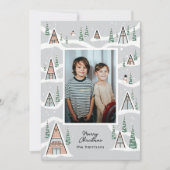 Gray Snowy A-Frames Winter Cabin Photo シーズンカード (正面)