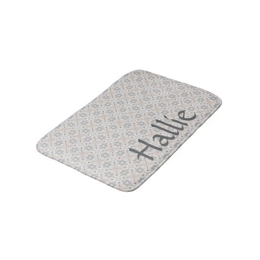 Gray Spanish Tile Pattern Absorbent Pet Mat バスマット (アングル)