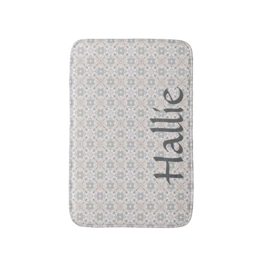 Gray Spanish Tile Pattern Absorbent Pet Mat バスマット (正面縦)