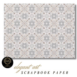 Gray Spanish Tile Pattern Scrapbook Paper 