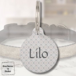 Gray Spanish Tile Personalized  ペット　ネームタグ