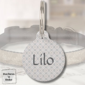 Gray Spanish Tile Personalized  ペット　ネームタグ
