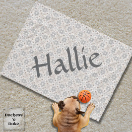 Gray Spanish Tile Personalized Dog Blanket  フリースブランケット