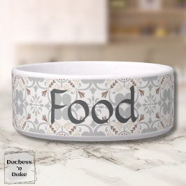 Gray Spanish Tile Personalized Dog Food Bowl  ボウル
