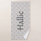 Gray Spanish Tile Personalized Dog Towel バスタオル (バスタオル)