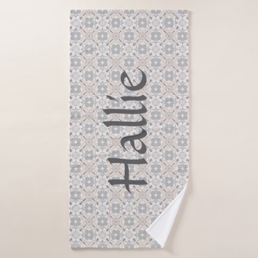 Gray Spanish Tile Personalized Dog Towel バスタオル (バスタオル)