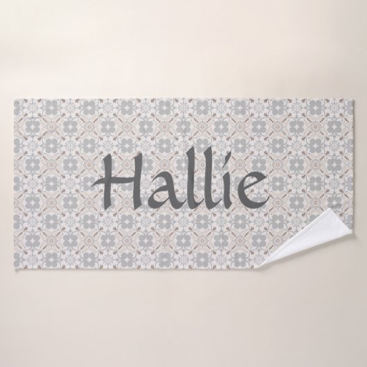 Gray Spanish Tile Personalized Dog Towel バスタオル (バスタオル)