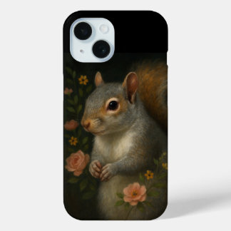 Gray Squirrel with Flowers – Enchanted Woodland iPhone 15ケース