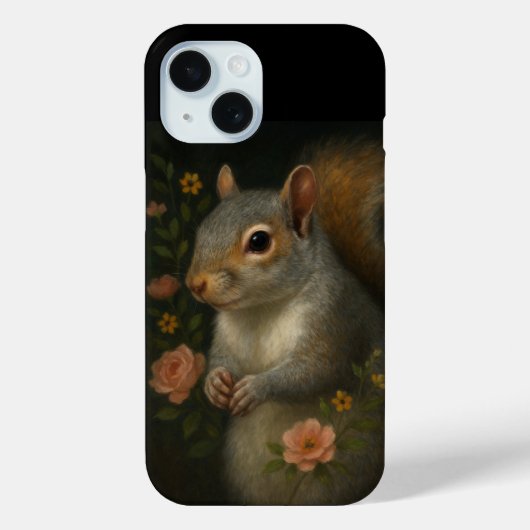 Gray Squirrel with Flowers – Enchanted Woodland  Case-Mate iPhoneケース (裏面)