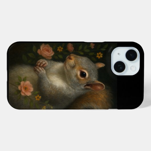 Gray Squirrel with Flowers – Enchanted Woodland  Case-Mate iPhoneケース (裏面 (横))