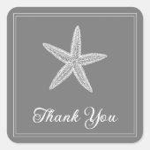 Gray Starfish Thank You Stickers スクエアシール (正面)