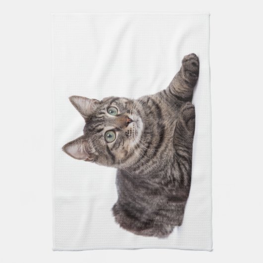 Gray Tabby Cat キッチンタオル (縦)