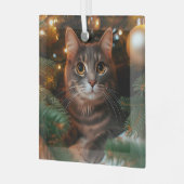 Gray Tabby Cat Glass Ornament ガラスオーナメント (正面左)