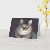 Gray Tabby Cat Note Card カード (黄色い花)