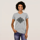 Gray tee with a geometric mandala of gray & black tシャツ (正面フル)